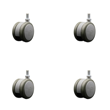 Service Caster 2-3/8'' Gray Floor Safe Twin Wheel Casters 3/8 Threaded Stem , 4PK SCC-TS02S60-TPR-GRY-381634-4